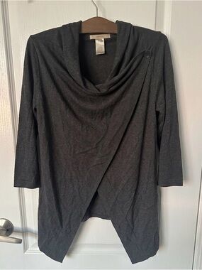 RW&CO. Charcoal Grey Asymmetrical Wrap Cardigan